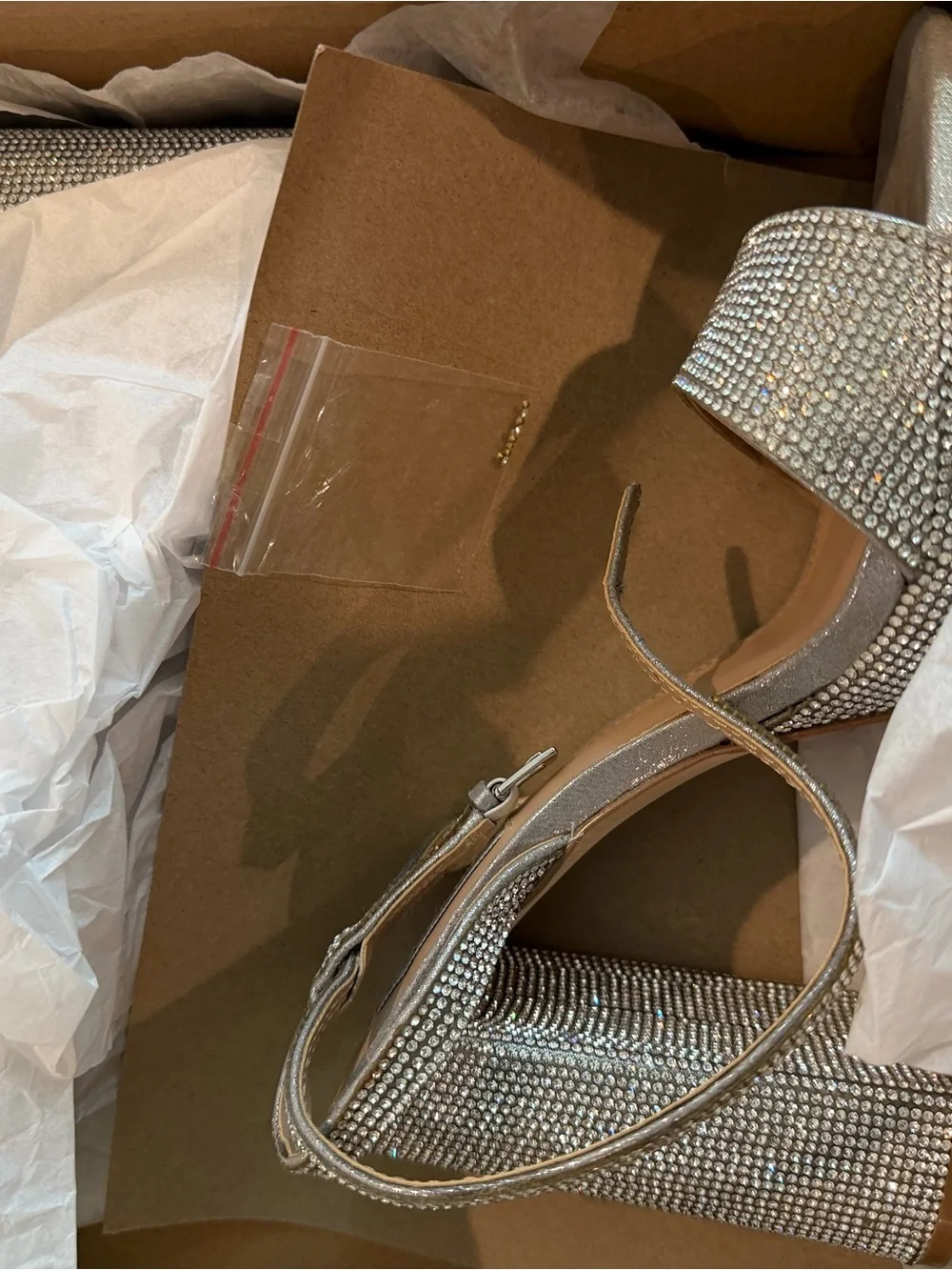 Steve Madden Silver Crystal Platform Sandals